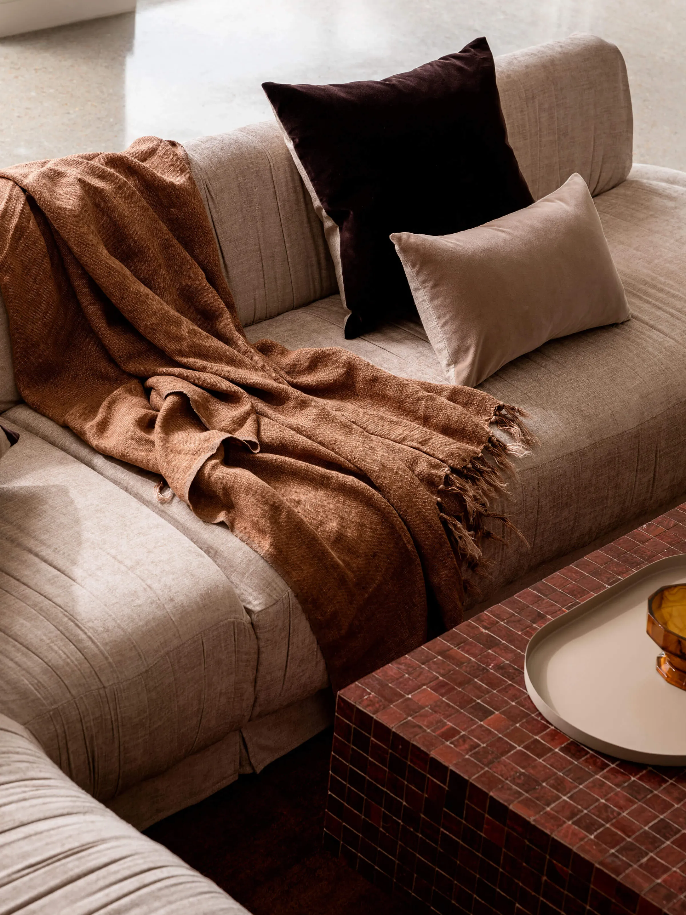 L&M Home Etro Chocolate Velvet Cushion Outlet